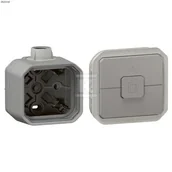 Sterowanie roletami - Przycisk sterowania roletami, mechanizm 6A-250V~- szary, NOWE PLEXO 55 + Puszka natynkowa pojedyncza z przepustem kablowym PG20 - szara, NOWE PLEXO - miniaturka - grafika 1