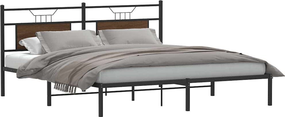 vidaXL Rama łóżka bez materaca Brązowy dąb 183x213 cm Drewno klejone
