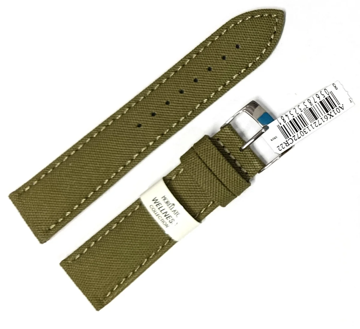 Skórzany bawełniany pasek do zegarka 22 mm Morellato A01X6172113072CR22 zielony