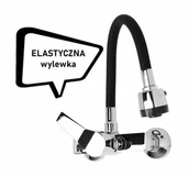 Baterie kuchenne - FLEXI Bateria kuchenna ścienna CZARNA / CHROM - miniaturka - grafika 1