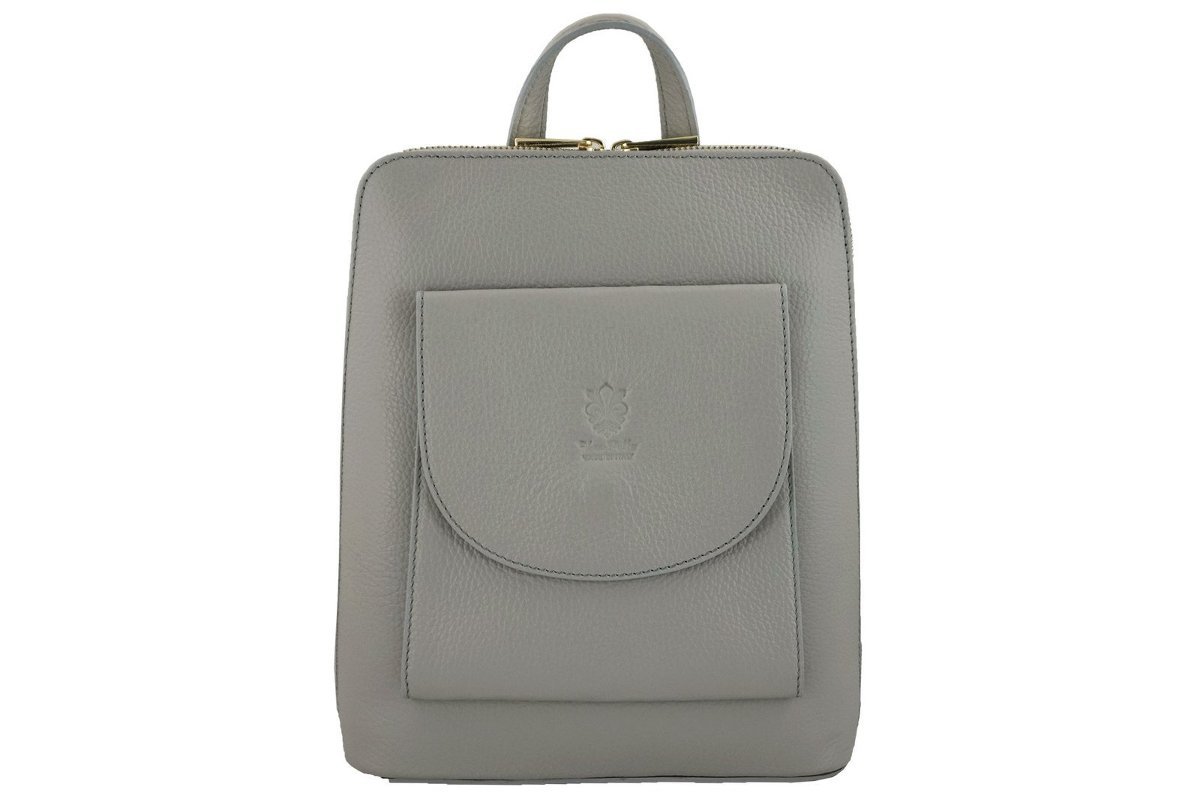 Plecak skórzany / listonoszka - Casual 2w1 - Szary jasny