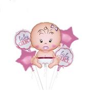Baby shower i roczek - Zestaw balonów na Baby Shower "Baby Girl" 5el. - miniaturka - grafika 1