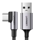 Kable USB - Kabel Ugreen US284 70255 USB-A (prosty) / USB-C (kątowy) 3A 3m - szary - miniaturka - grafika 1