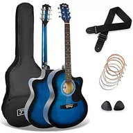 Gitary elektryczne - 3rd Avenue Zestaw pełnowymiarowej (4/4) gitary akustycznej, z wycięciem, dla początkujących – z futerałem, paskiem, kostkami i zapasowymi strunami – w kolorze niebieskim - miniaturka - grafika 1
