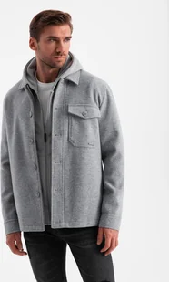 Kurtka męska Ombre Lekka flauszowa kurtka męska z dodatkiem wiskozy szara V2 OM-JANP-0199 XXL - Kurtki męskie - miniaturka - grafika 1