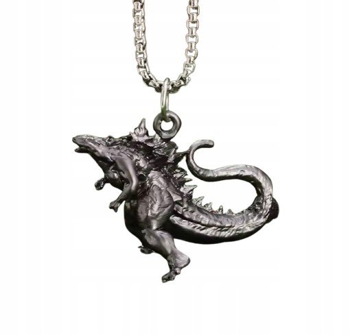 Naszyjnik wisiorek Godzilla Potwór Monster Srebrny prezent