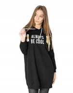 Bluzy damskie - Długa Bluza Damska z Kapturem Tunika 4561-1 r L - miniaturka - grafika 1