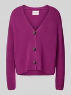 Swetry damskie - Kurtka z dzianiny o kroju relaxed fit z czystej bawełny - miniaturka - grafika 1