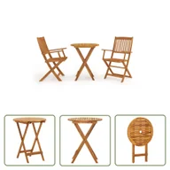Meble ogrodowe - The Living Store 3-cz. składany zestaw bistro - lite drewno akacjowe - Zestaw Mebli Bistro Do Ogrodu - miniaturka - grafika 1