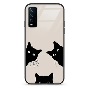 Etui szklane VIVO Vivo Y20s Czarne koty - Etui i futerały do telefonów - miniaturka - grafika 1