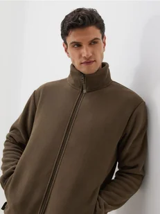 Reserved - Polarowa bluza ze stójką - ciemnobrązowy - Bluzy męskie - miniaturka - grafika 1