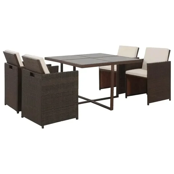Zestaw Mebli Ogrodowych Polirattan, Stół 109x109x74 cm, Krzesła 52x56x85