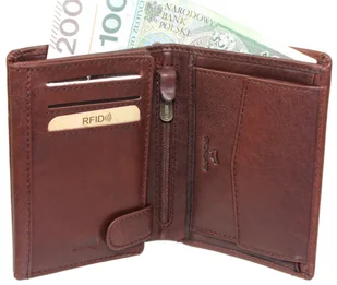 Portfel Męski Skórzany EL FORREST Duży Pionowy Bez Zapięcia Dwa Skrzydełka RFID 859 R 22 13 x 10 x 3 [cm] BRĄZOWY - Portfele - miniaturka - grafika 8
