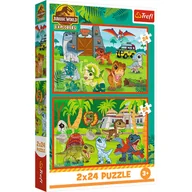 Puzzle - Puzzle - 2x24 - Małe dinozaury - Universal Jurassic World Trefl 34437 - miniaturka - grafika 1