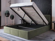 Łóżka - Łóżko tapicerowane z pojemnikiem 120x200 TOP line 7 Velvet Oliwkowy - miniaturka - grafika 1