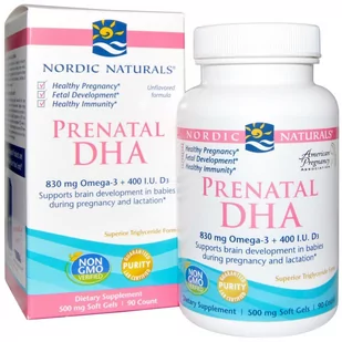 NORDIC NATURALS Nordic Naturals Prenatal DHA Omega-3 830mg + D3 400j.m. 90 kapsułek 1125071 - Leki przeciwbólowe - miniaturka - grafika 1