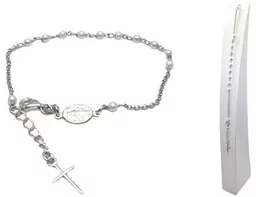 Różaniec srebrny AG - bransoletka BIAŁA PERŁA dziesiątka różańca - Różańce - miniaturka - grafika 1