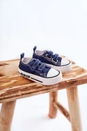 Moda i Uroda OUTLET - Dziecięce Materiałowe Trampki Na Rzep BIG STAR KK374075 Granatowe-17 - miniaturka - grafika 1