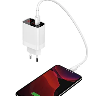 Baseus Mirror Lake szybka ładowarka Quick Charge 3.0 2x USB 18W z wyświetlaczem biały (CCJMHA-A02) - Ładowarki do telefonów - miniaturka - grafika 5