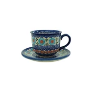 Filiżanki - Ceramiczna filiżanka ze spodkiem Ceramika Bolesławiec - miniaturka - grafika 1