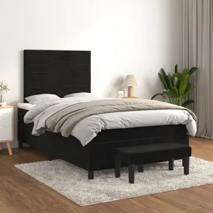 Łóżko kontynentalne z materacem, czarne, 120x200 cm, aksamit Lumarko! - Łóżka - miniaturka - grafika 1