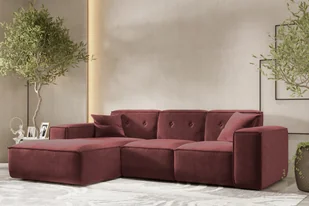 Sofa w kształcie L PULA narożnik tkanina Perfect Harmony bordowy lewy - Narożniki - miniaturka - grafika 1