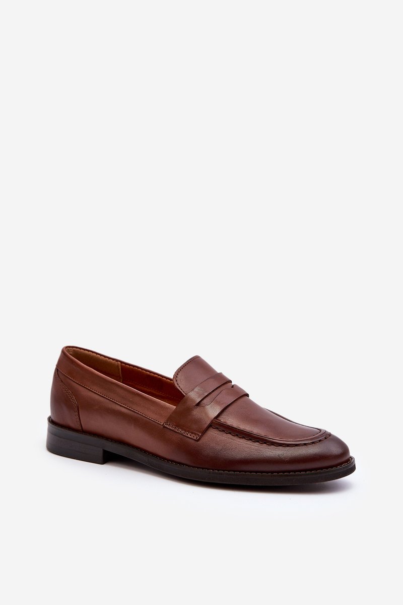 Męskie Skórzane Półbuty Loafersy Zazoo 1570/1 Brązowe-40