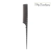 Grzebienie fryzjerskie - Grzebień z miarką Carbon szpikulec plastikowy F-11 - miniaturka - grafika 1