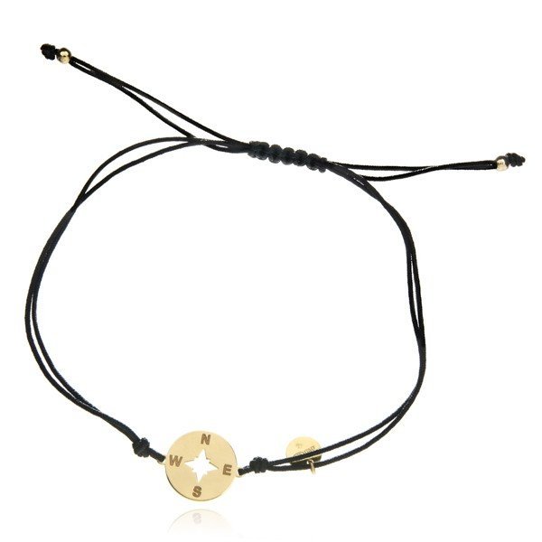 ankabizuteria.pl Bransoletka srebrna pozłacana RÓŻA WIATRÓW na czarny