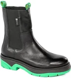 Botki damskie - Trzewiki Nessi 22378 Czarny+Zielony Skóra - NESSI - miniaturka - grafika 1