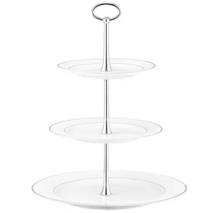 Ambition AURA SILVER PATERA TRZYPOZIOMOWA 26,5 CM PORCELANA - Tace i patery - miniaturka - grafika 1