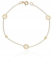 Bransoletki - Złota bransoletka 585 celebrytka koniczynka na szczęście PRÓBA 585 18 cm - miniaturka - grafika 1