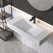 Umywalki - Bernstein Umywalka ścienna PB2049 odlew mineralny – 90x45x12 cm – bały mat - miniaturka - grafika 1