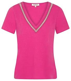 Morgan Damska koszulka z krótkim rękawem z detalami Biżuteria Sukienka Ciemnoróżowa TXS, Piwonia, XS - Koszulki i topy damskie - miniaturka - grafika 1