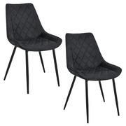 Krzesła - Krzesło tapicerowane do jadalni, 2 sztuki, 49x61x83 cm, czarny - miniaturka - grafika 1