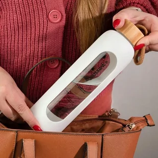 Wessper B1 Borosilicate 500 ml Szklana butelka na wodę z miarką motywacyjną z białym etui - Butelki filtrujące - miniaturka - grafika 6