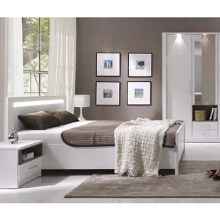 Stolwit Łóżko NEW YORK płytowe Rozmiar 160x200 Pojemnik Bez pojemnika Wezgłowie łóżka Z oświetleniem LED - Łóżka - miniaturka - grafika 1
