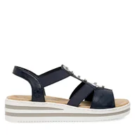 Sandały damskie - Sandały Rieker V0287-14 Granatowy - miniaturka - grafika 1