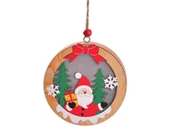 Oświetlenie świąteczne - Lampka świąteczna BELINE drewniana Mikołaj okrągła - miniaturka - grafika 1