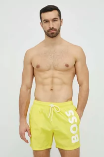 Kąpielówki męskie - BOSS szorty kąpielowe kolor żółty - Boss - grafika 1