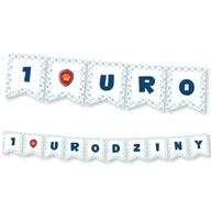 Dekoracje sali - BANER napis 1 Urodziny - Psie Łapki Girlanda - miniaturka - grafika 1