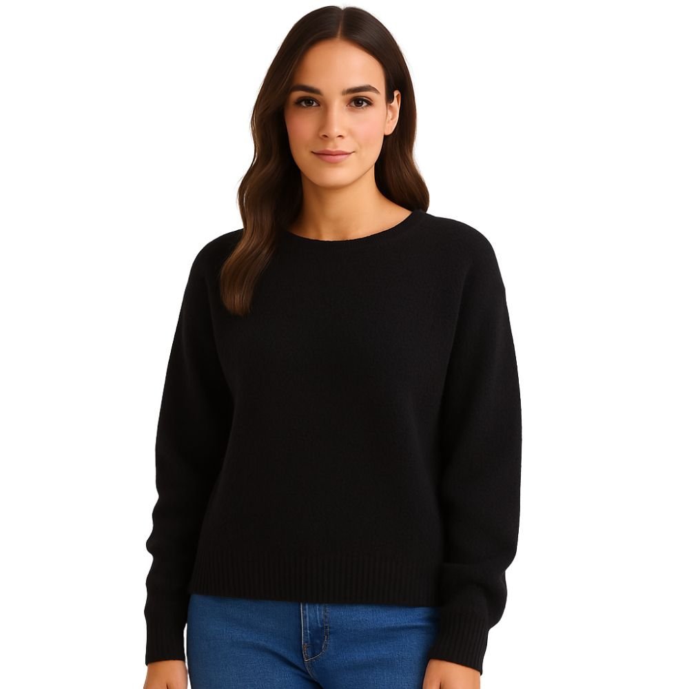 Sweter Damski Klasyczny Włoski Czarny