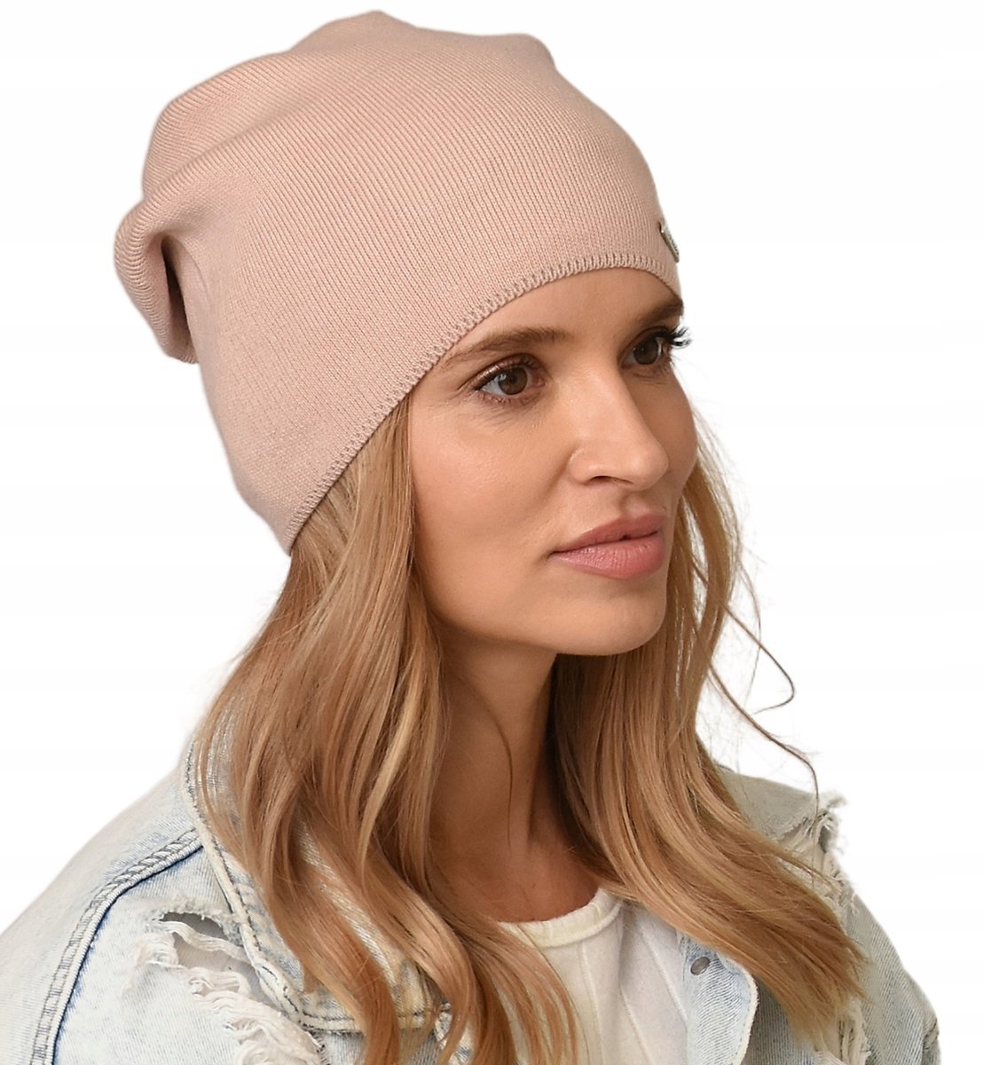 Różowa damska jesienna modna CZAPKA podpinana POLSKI PRODUCENT zimowa V3