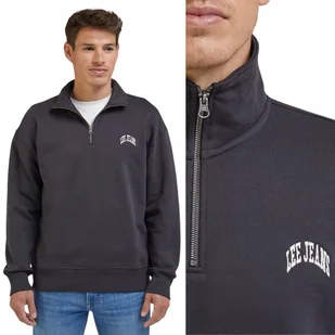 Lee HALF ZIP SWS Washed Black LUŹNA CZARNA ROZPINANA BLUZA Z LOGO L - Bluzy męskie - miniaturka - grafika 1
