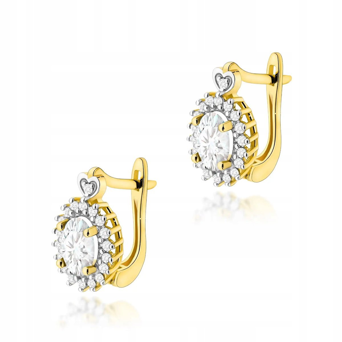Kolczyki złote 585 z diamentem laboratoryjnym eleganckie markowe dla niej