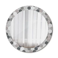 Lustra - Okrągłe Lustro Łazienkowe Sześciokątny wzór 80cm - miniaturka - grafika 1