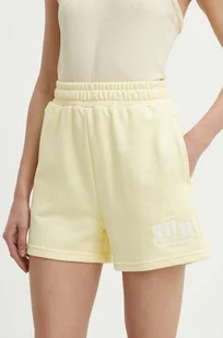 Fila szorty Linyi damskie kolor żółty z aplikacją high waist FAW0763 - Spodenki damskie - miniaturka - grafika 1