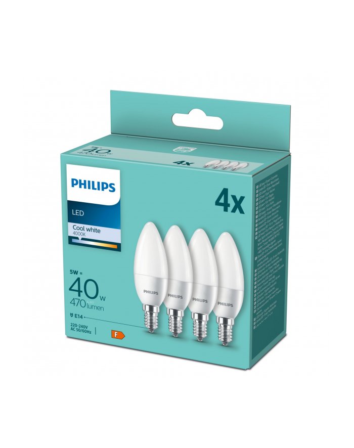 Philips LED Lamp E14 4-Pack candle 40W 4000K