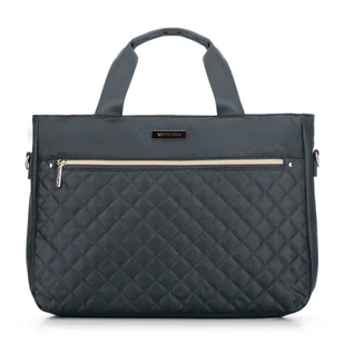 Torba na laptopa 14'' biznesowa z pikowaniem szara - Torebki damskie - miniaturka - grafika 1