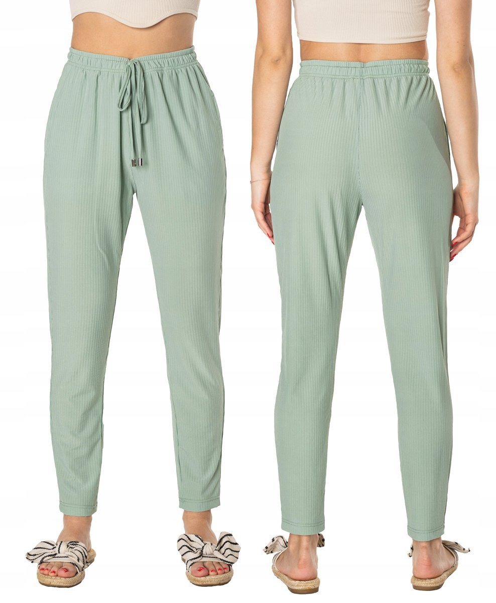 Cienkie Spodnie Damskie Bawełniane Lato 46129-1 XL